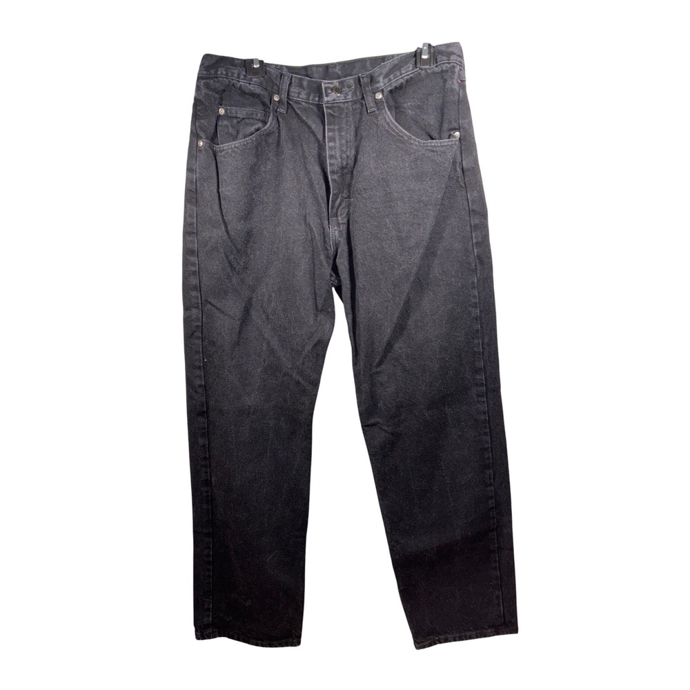 Wrangler Authentic Jeans Mens 34x32 Relaxed Fit Black Denim Pants